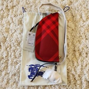 Burberry Red Plaid Zip-Around Wallet